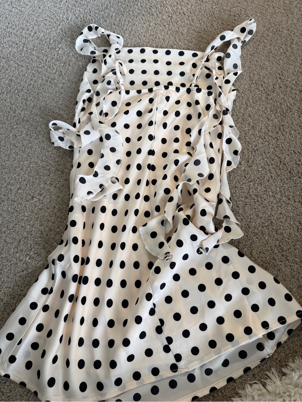 New with tags T. J.Maxx Cream and Black Polka Dot Dress - Picture 2 of 3